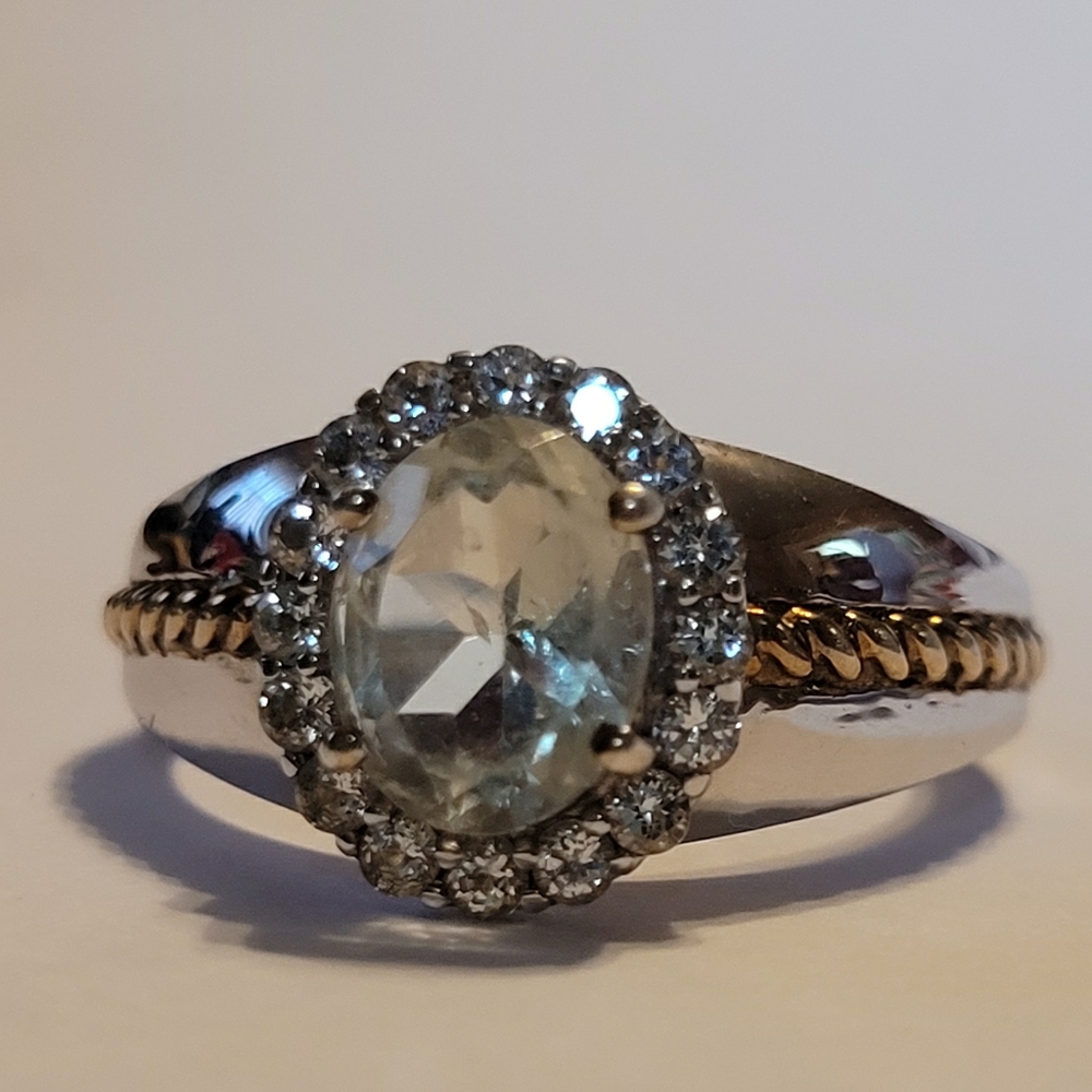 Sterling Green Sapphire & CZ Ring